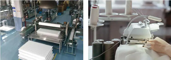 Memory foam couple intimacy pad production workshop and sewing machine